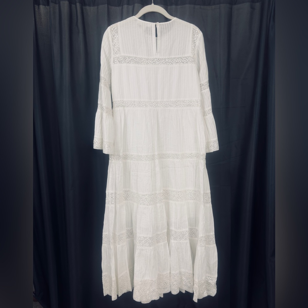 MICHAEL MICHAEL KORS White Corded Cotton & Sequined Lace Bell Sleeve Dress S NWT - Picture 11 of 13